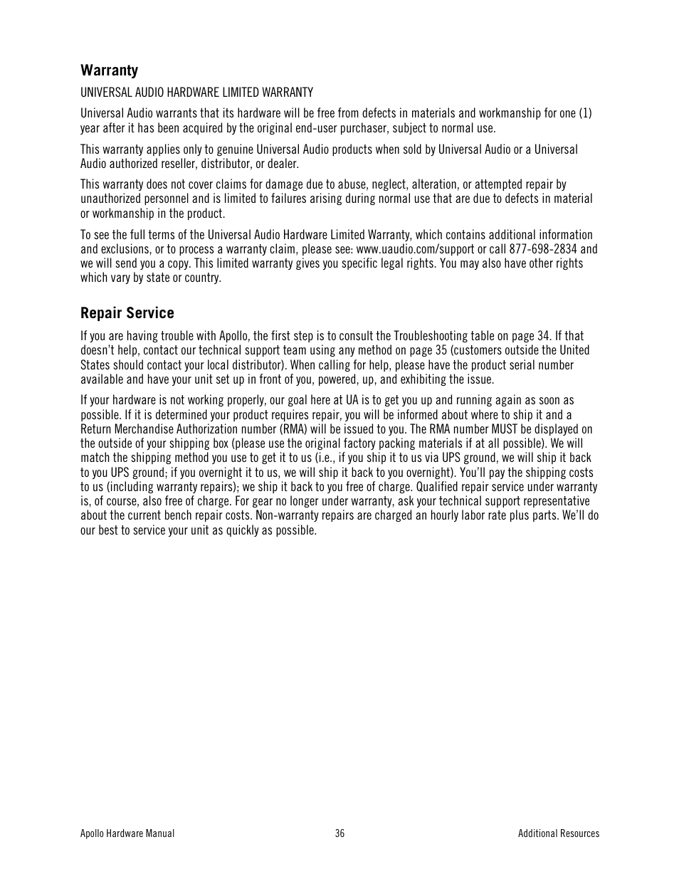 Universal Audio Apollo User Manual | Page 36 / 40