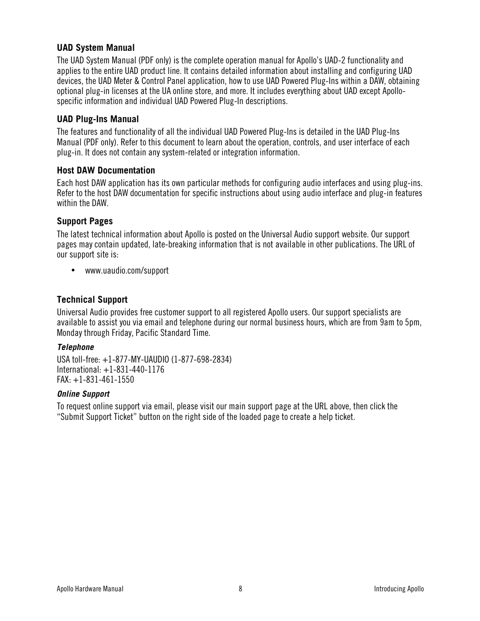 Universal Audio Apollo User Manual | Page 8 / 40