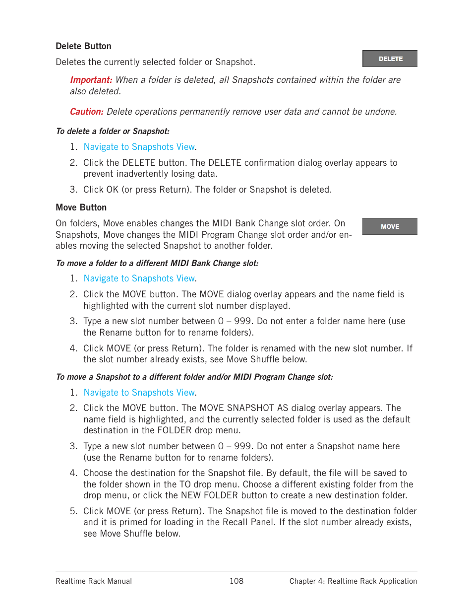 Delete button, Move button, Delete button move button | Universal Audio Realtime Rack User Manual | Page 108 / 155
