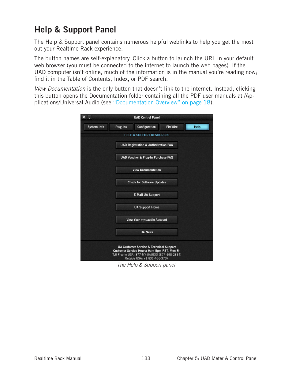 Help & support panel | Universal Audio Realtime Rack User Manual | Page 133 / 155