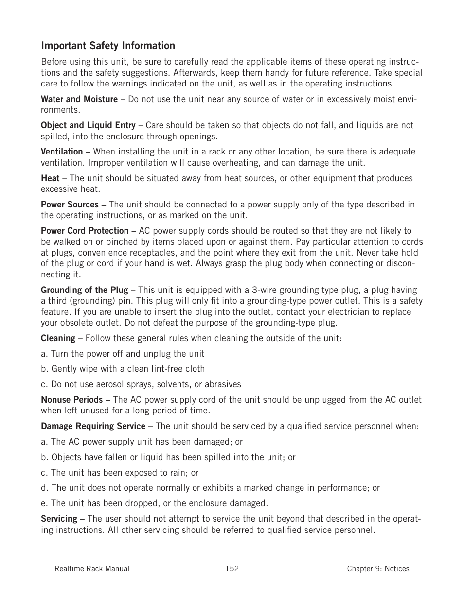 Important safety information | Universal Audio Realtime Rack User Manual | Page 152 / 155