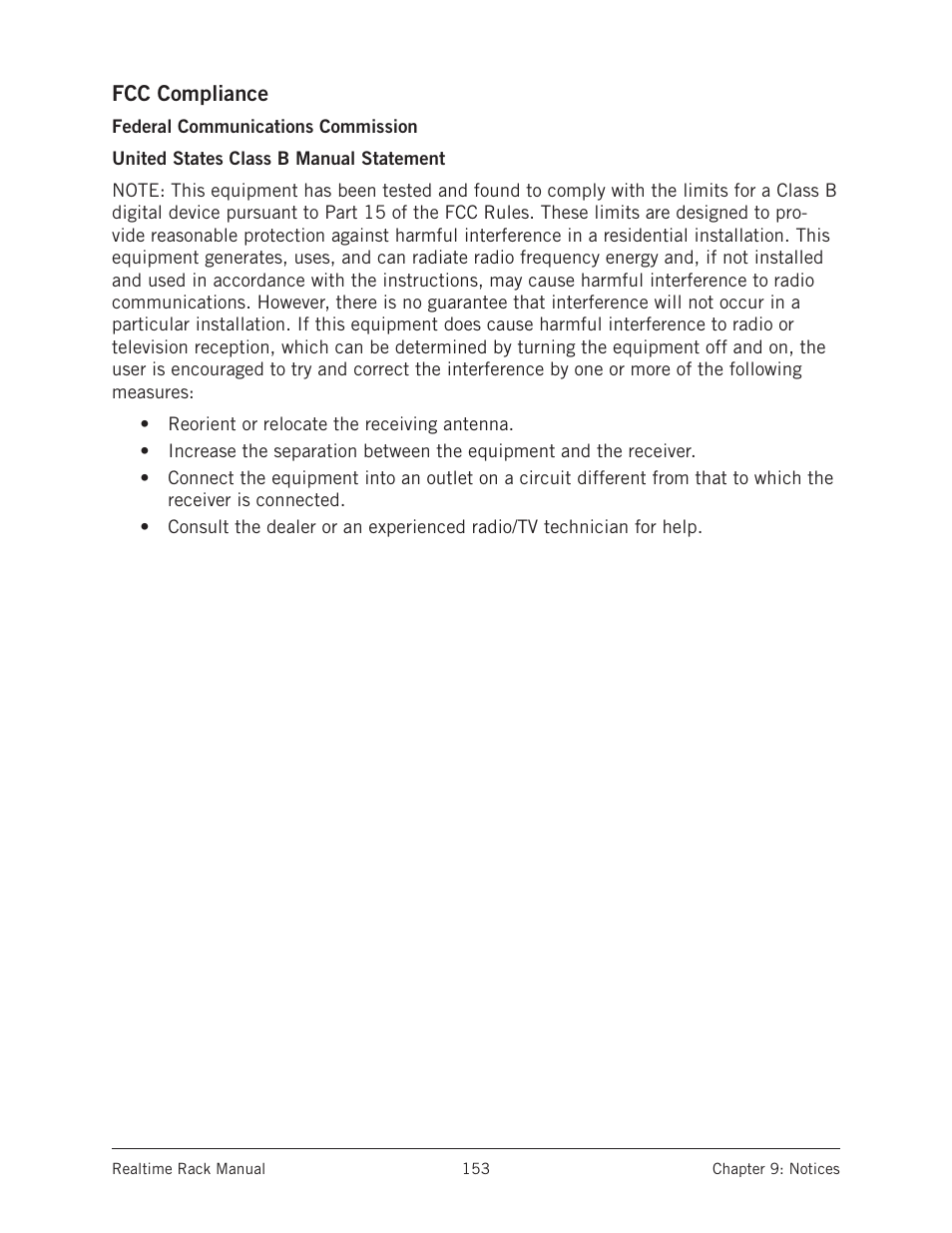 Fcc compliance | Universal Audio Realtime Rack User Manual | Page 153 / 155