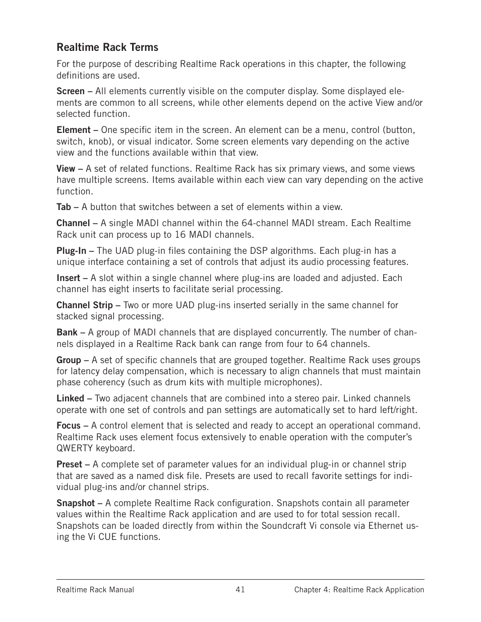 Realtime rack terms | Universal Audio Realtime Rack User Manual | Page 41 / 155