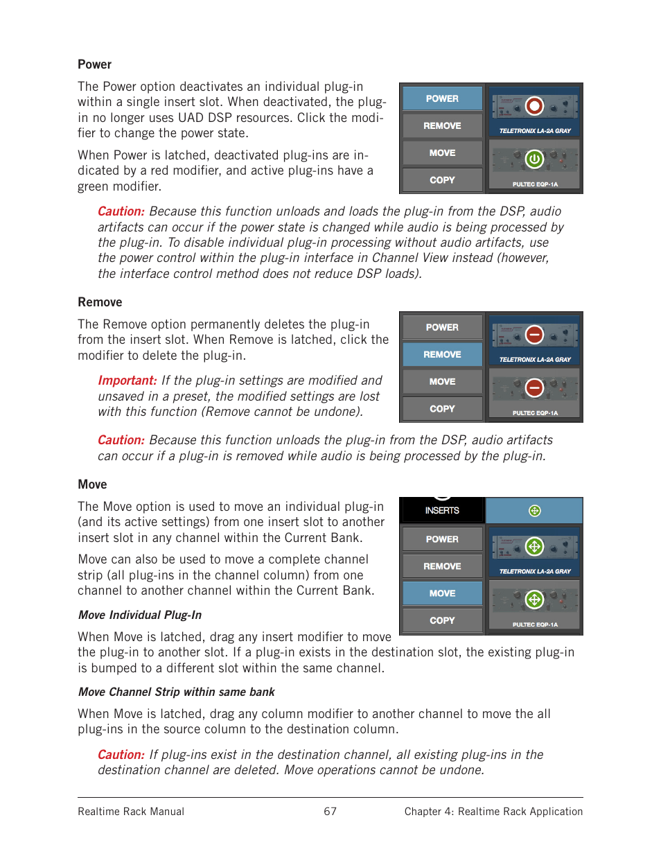 Power, Remove, Move | Power remove move | Universal Audio Realtime Rack User Manual | Page 67 / 155