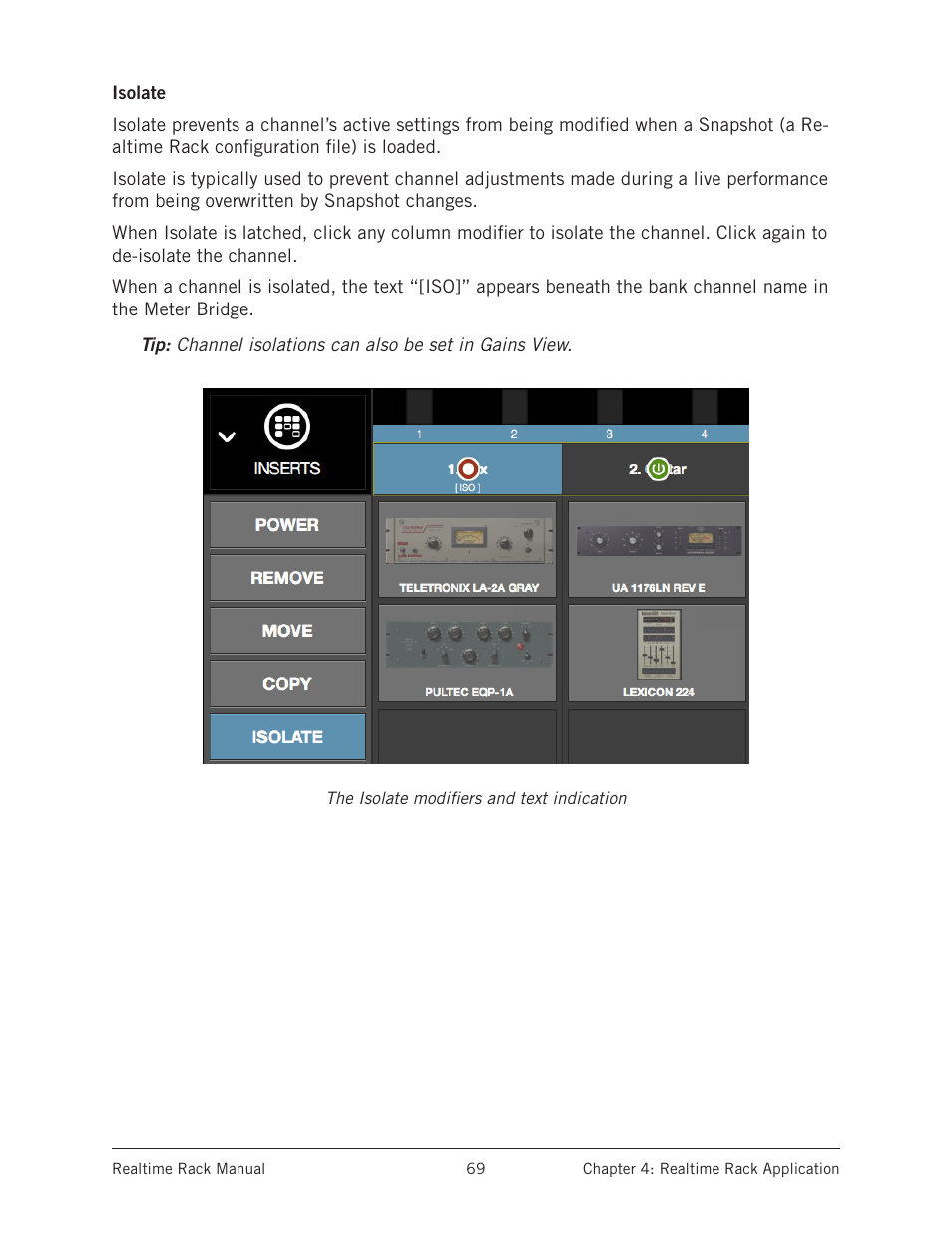 Isolate | Universal Audio Realtime Rack User Manual | Page 69 / 155