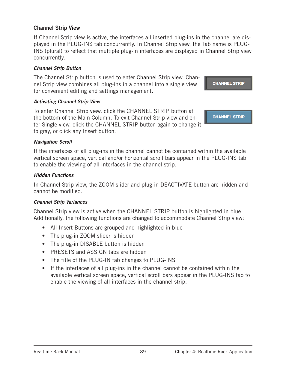 Channel strip view | Universal Audio Realtime Rack User Manual | Page 89 / 155