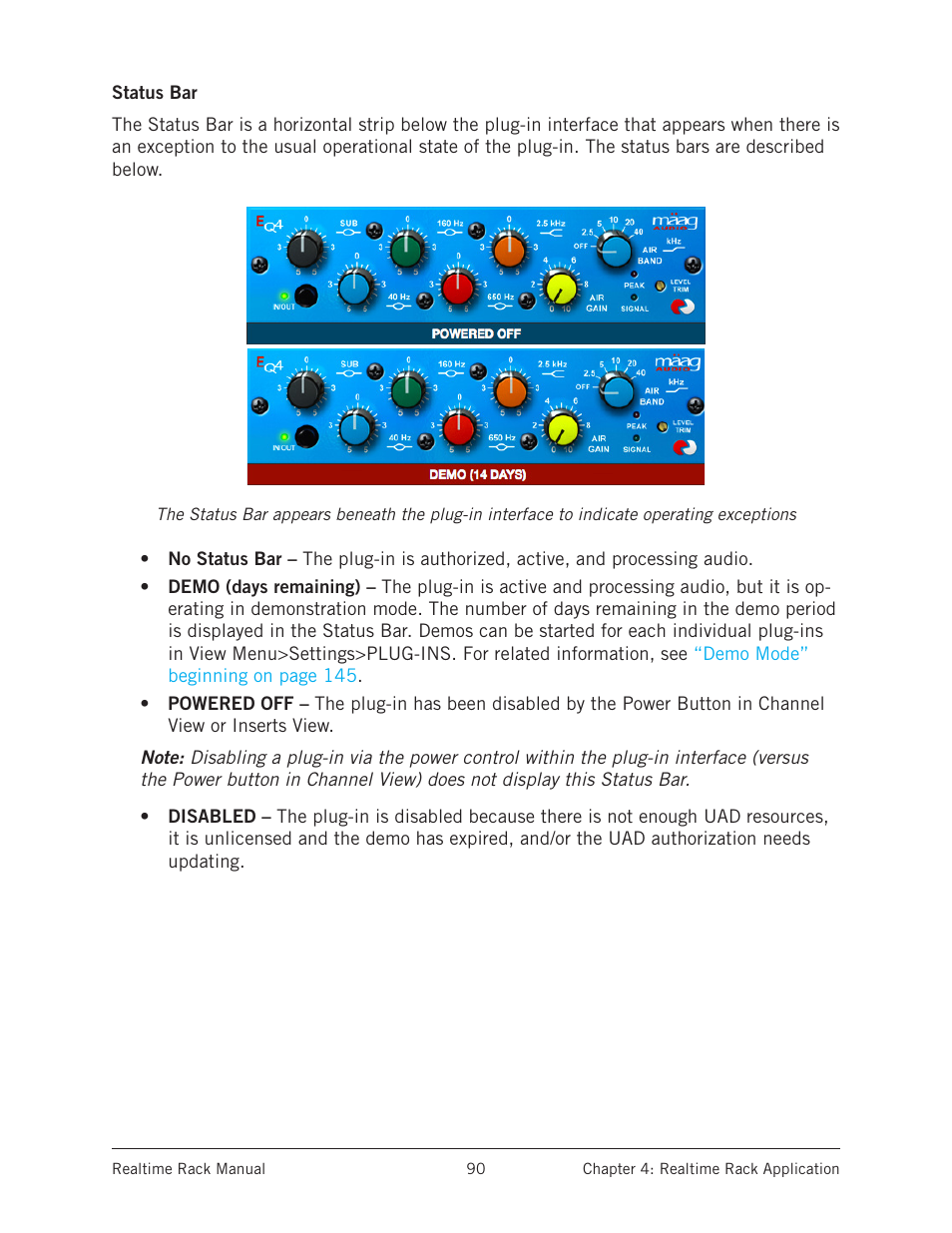 Status bar | Universal Audio Realtime Rack User Manual | Page 90 / 155