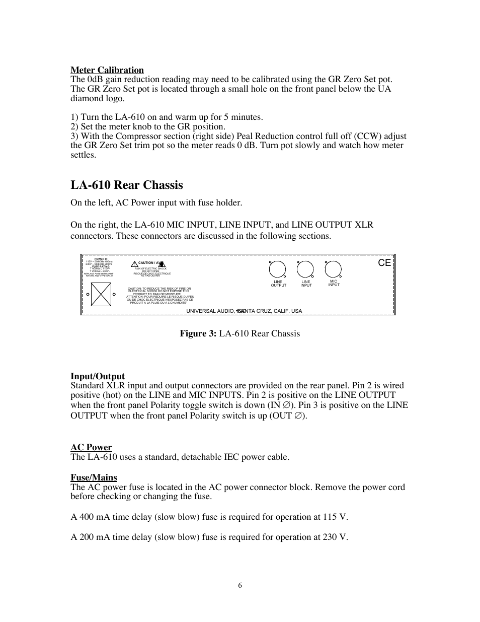 La-610 rear chassis | Universal Audio LA-610 Channel Strip User Manual | Page 11 / 20
