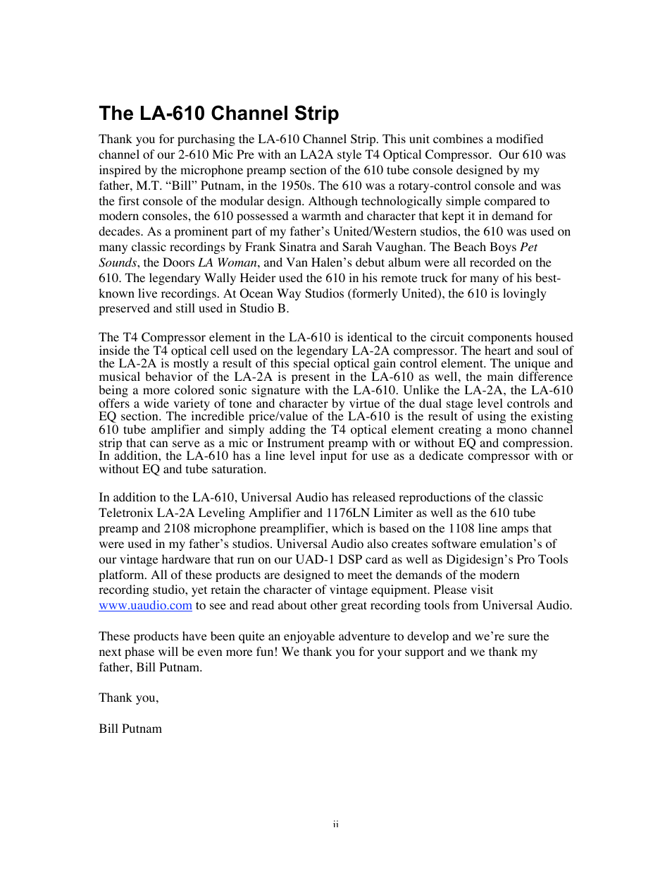 The la-610 channel strip | Universal Audio LA-610 Channel Strip User Manual | Page 2 / 20