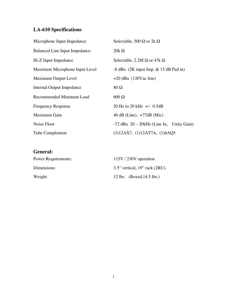 Universal Audio LA-610 Channel Strip User Manual | Page 6 / 20