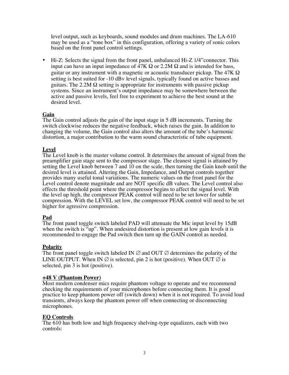 Universal Audio LA-610 Channel Strip User Manual | Page 8 / 20