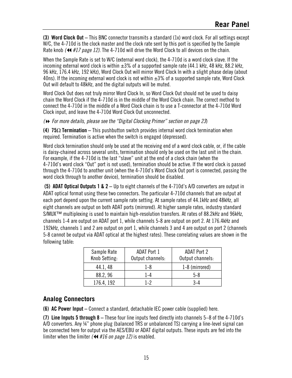 Rear panel | Universal Audio 4-710d Four-Channel Tone-Blending User Manual | Page 15 / 43