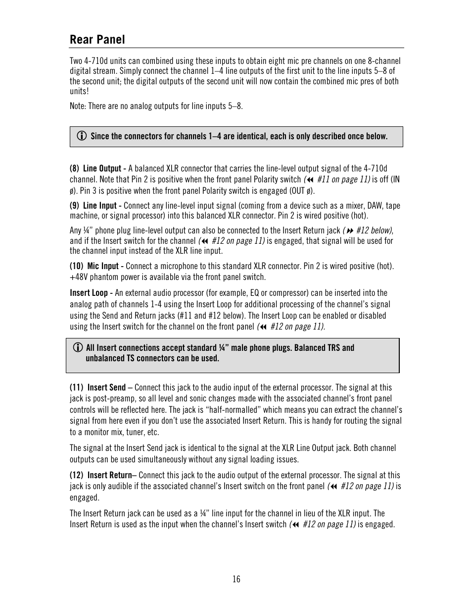 Rear panel | Universal Audio 4-710d Four-Channel Tone-Blending User Manual | Page 16 / 43