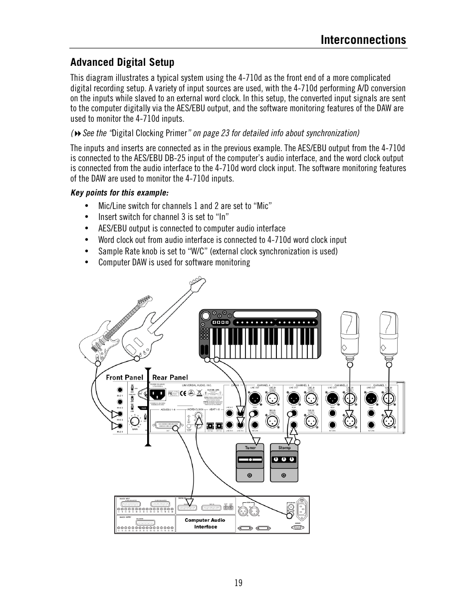 Interconnections | Universal Audio 4-710d Four-Channel Tone-Blending User Manual | Page 19 / 43