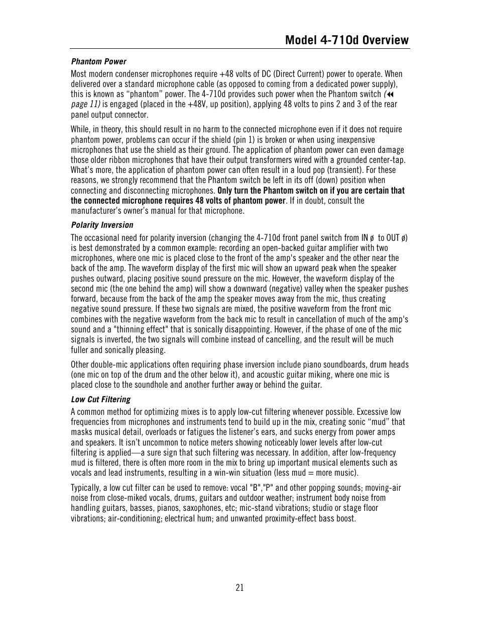 Model 4-710d overview | Universal Audio 4-710d Four-Channel Tone-Blending User Manual | Page 21 / 43