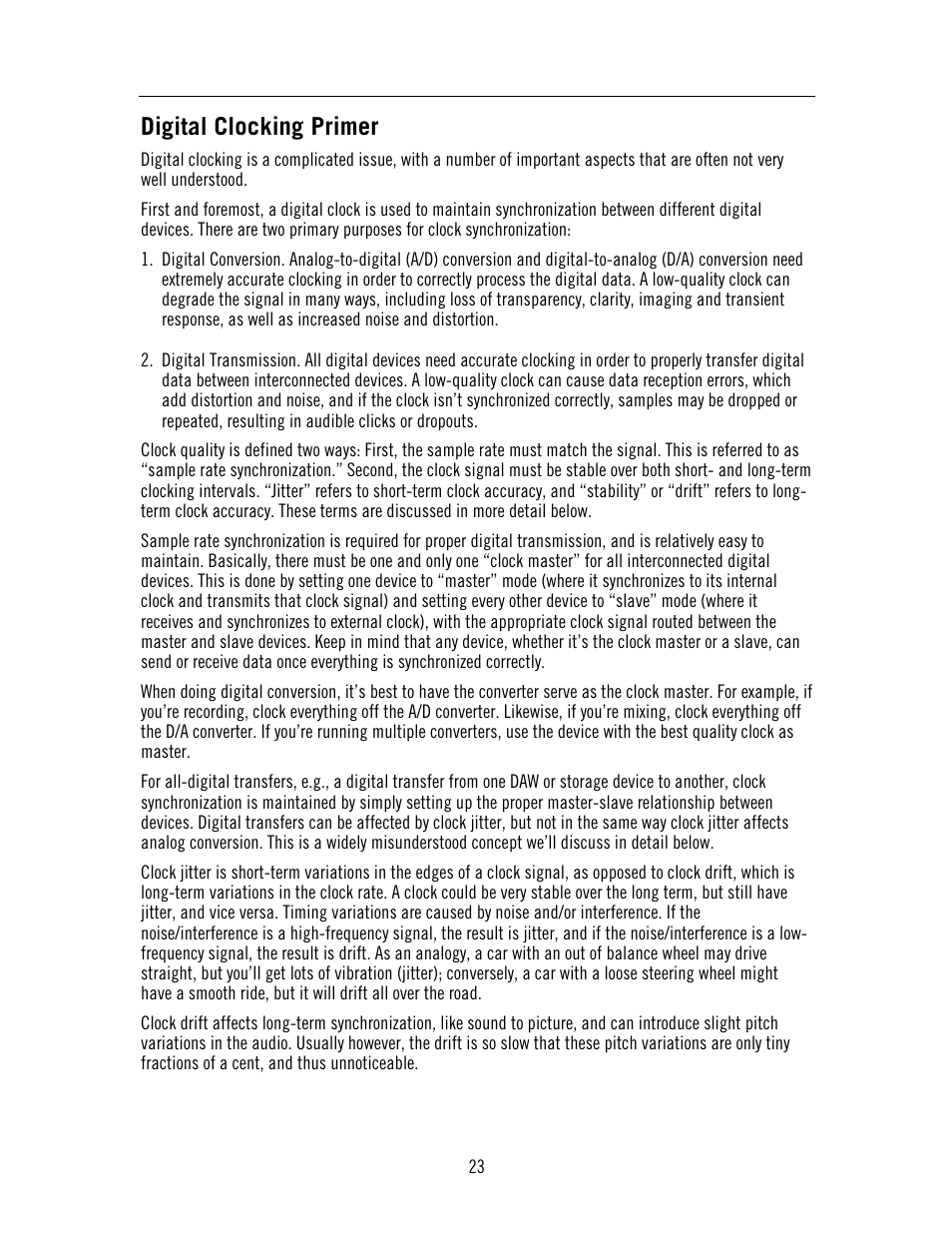 Digital clocking primer | Universal Audio 4-710d Four-Channel Tone-Blending User Manual | Page 23 / 43