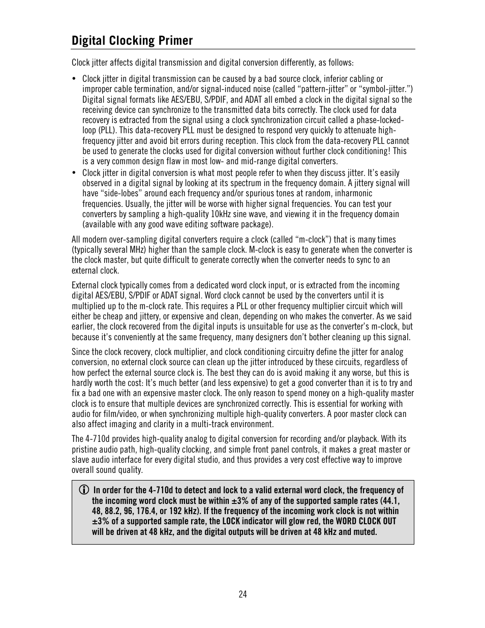Digital clocking primer | Universal Audio 4-710d Four-Channel Tone-Blending User Manual | Page 24 / 43