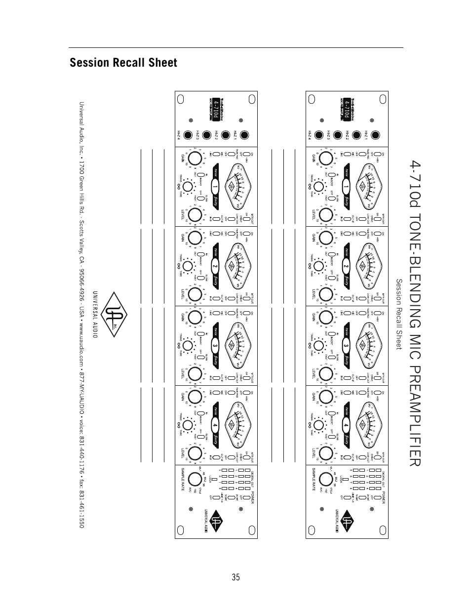 710d tone-blending mic preamplifier | Universal Audio 4-710d Four-Channel Tone-Blending User Manual | Page 35 / 43
