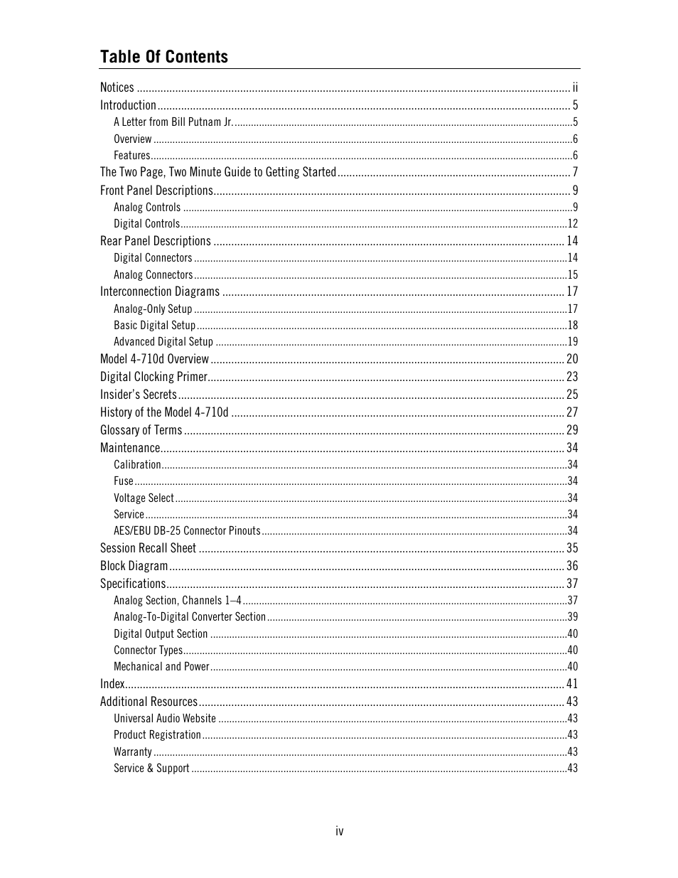 Universal Audio 4-710d Four-Channel Tone-Blending User Manual | Page 4 / 43