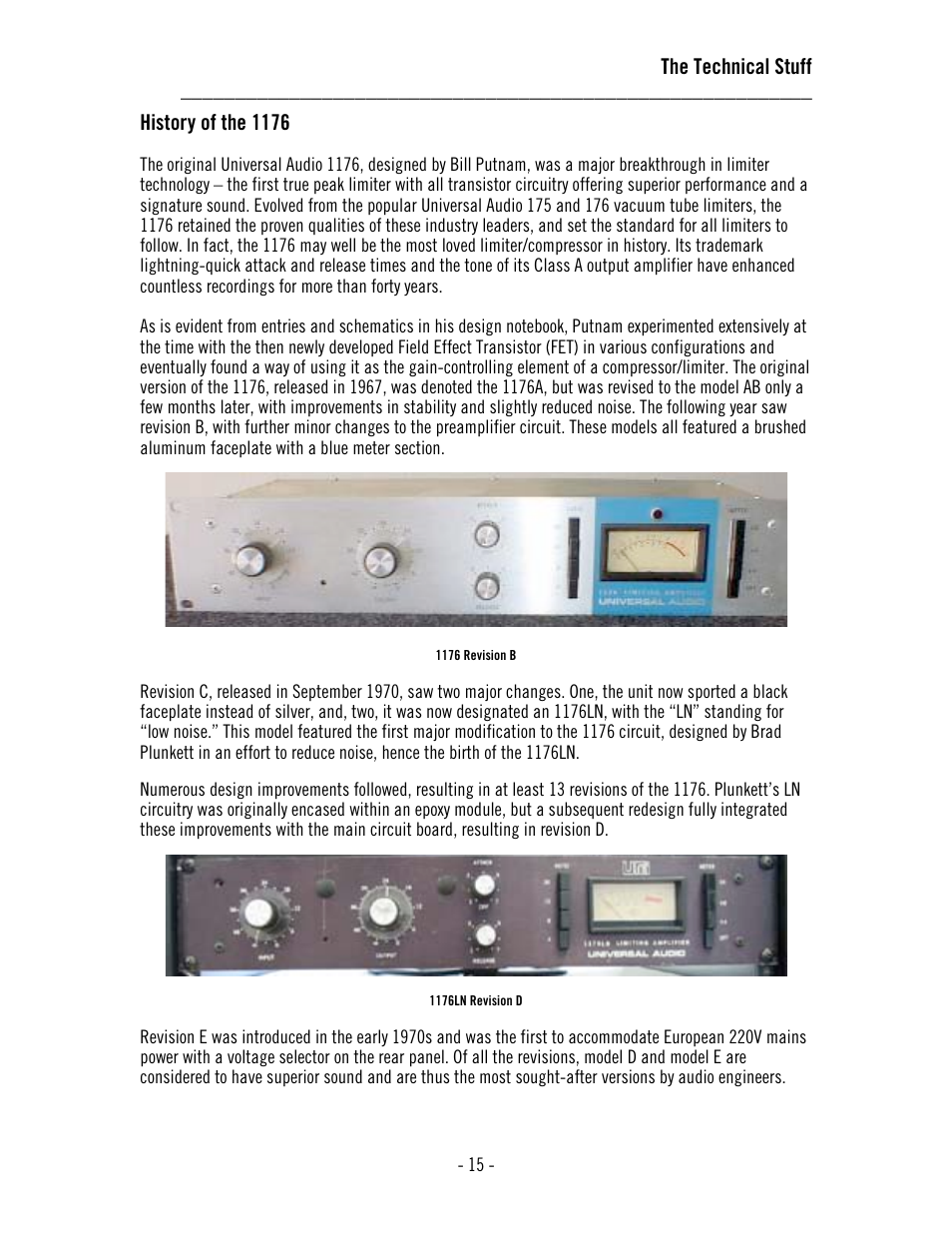 The technical stuff, History of the 1176 | Universal Audio 2-1176 Dual 1176LN User Manual | Page 19 / 39