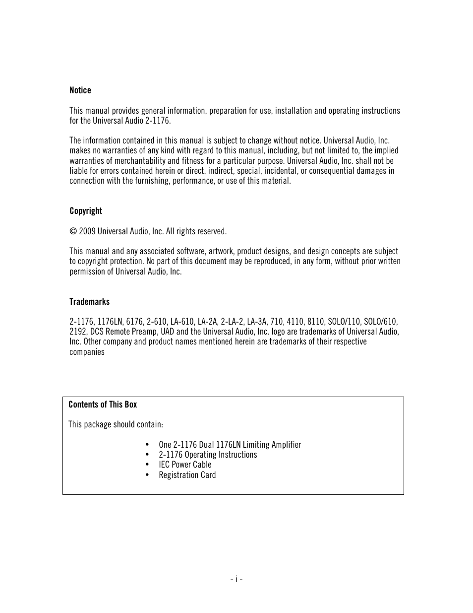 Universal Audio 2-1176 Dual 1176LN User Manual | Page 2 / 39