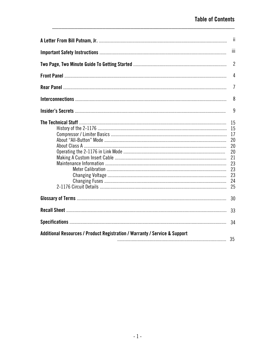 Universal Audio 2-1176 Dual 1176LN User Manual | Page 5 / 39