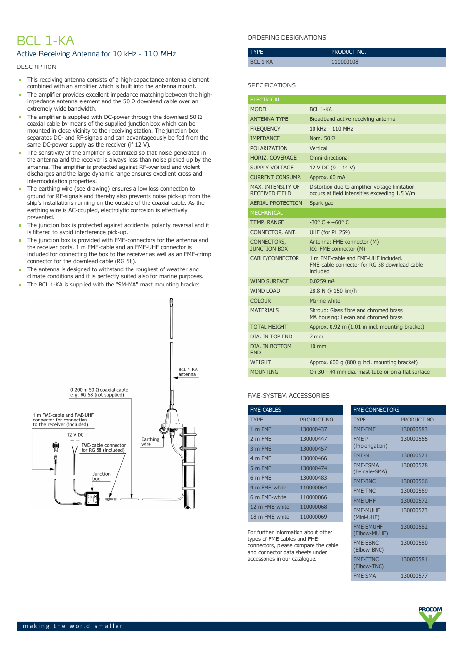 Procom BCL 1-KA User Manual | 2 pages