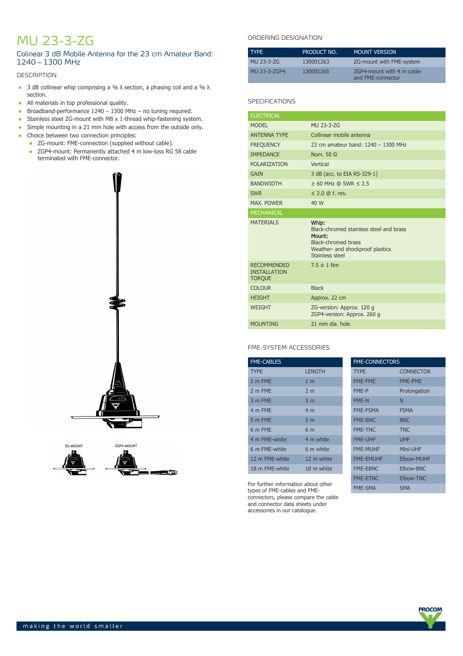 Procom MU 23-3-zg User Manual | 2 pages