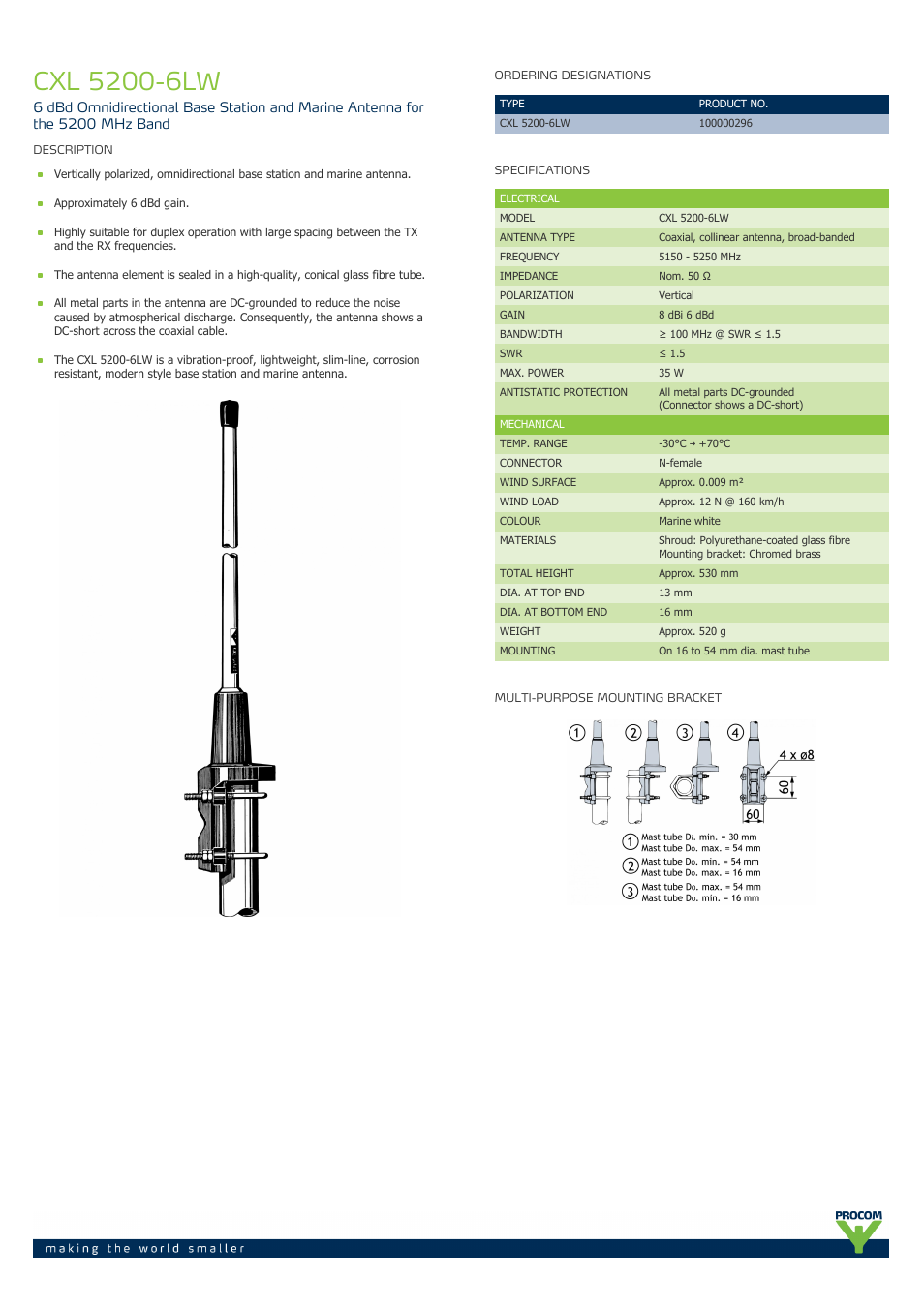 Procom CXL 5200-6lw User Manual | 2 pages