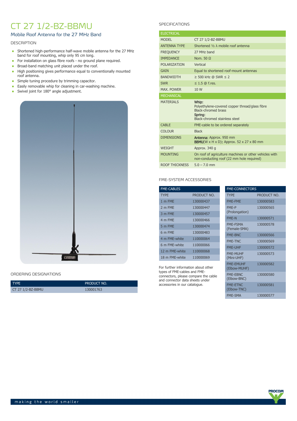 Procom CT-27-1-2-bz-bbmu User Manual | 2 pages