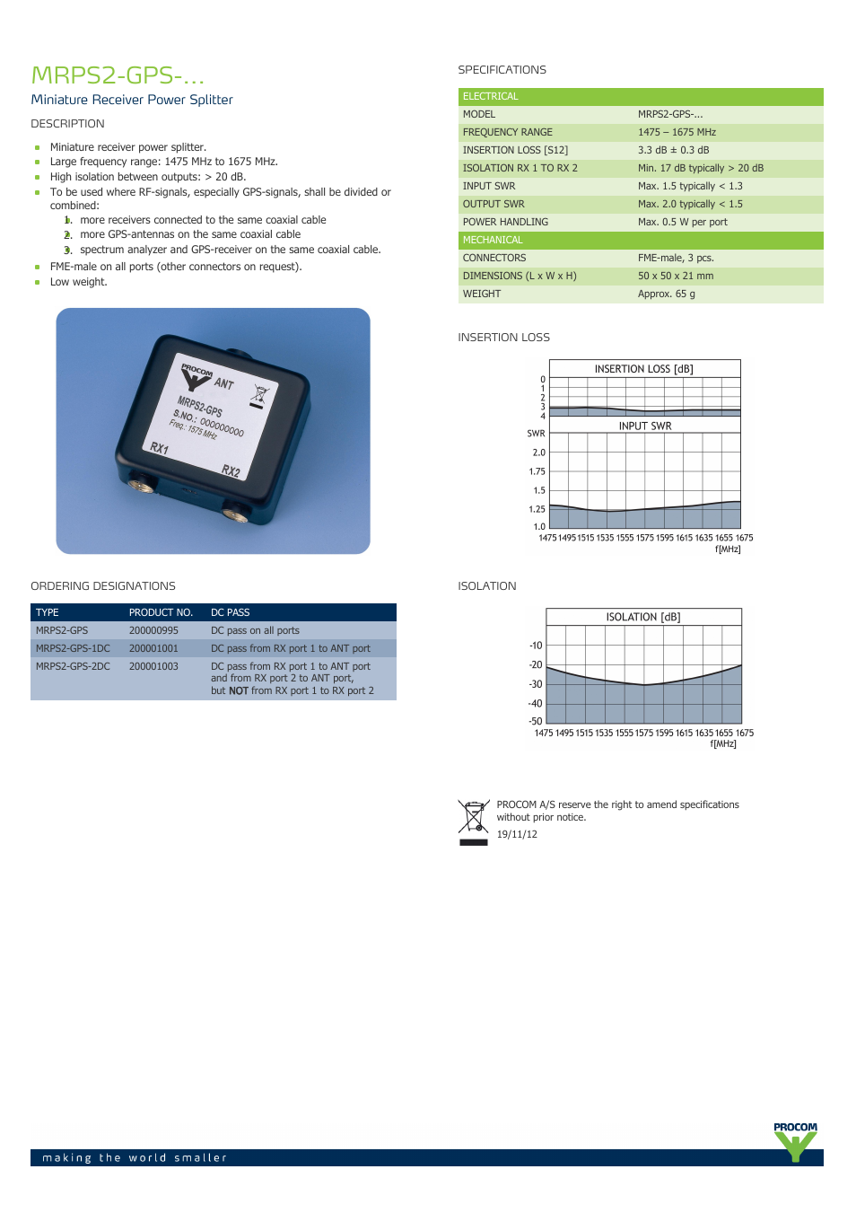 Procom MRPS2-GPS-... User Manual | 1 page
