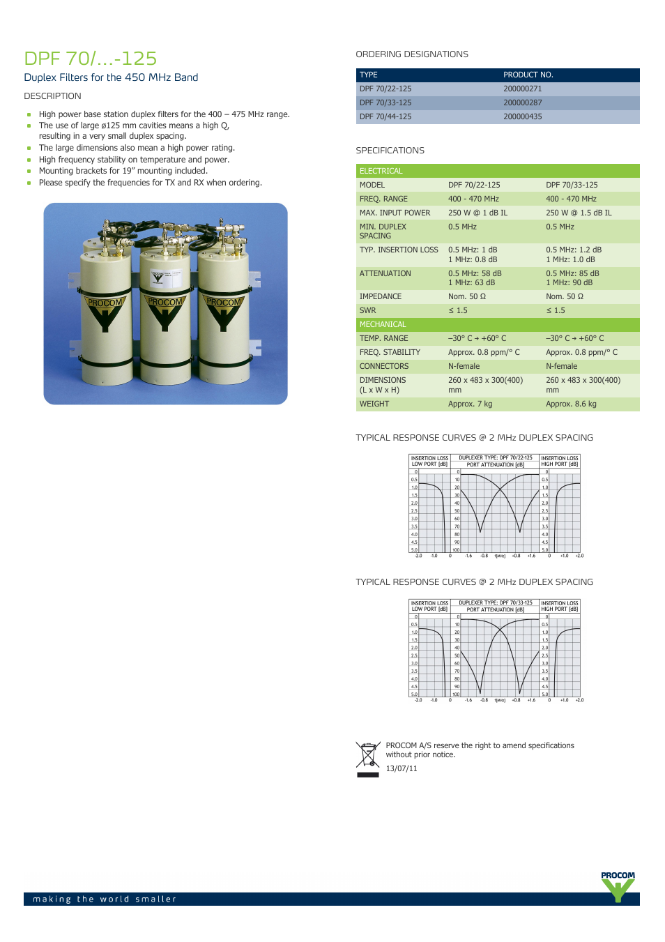 Procom DPF 70-...-125 User Manual | 1 page