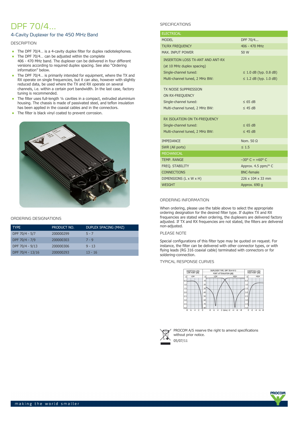 Procom DPF 70-4... User Manual | 1 page