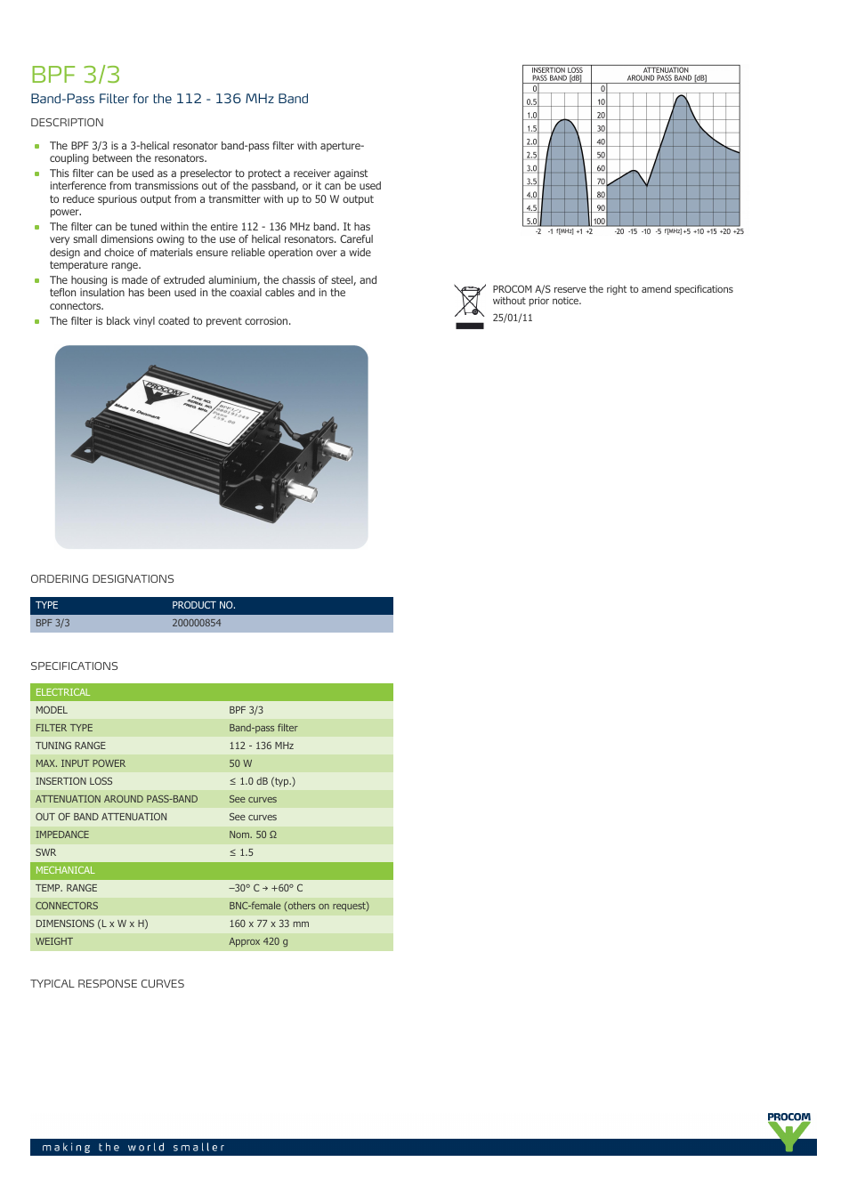 Procom BPF 3-3 User Manual | 1 page