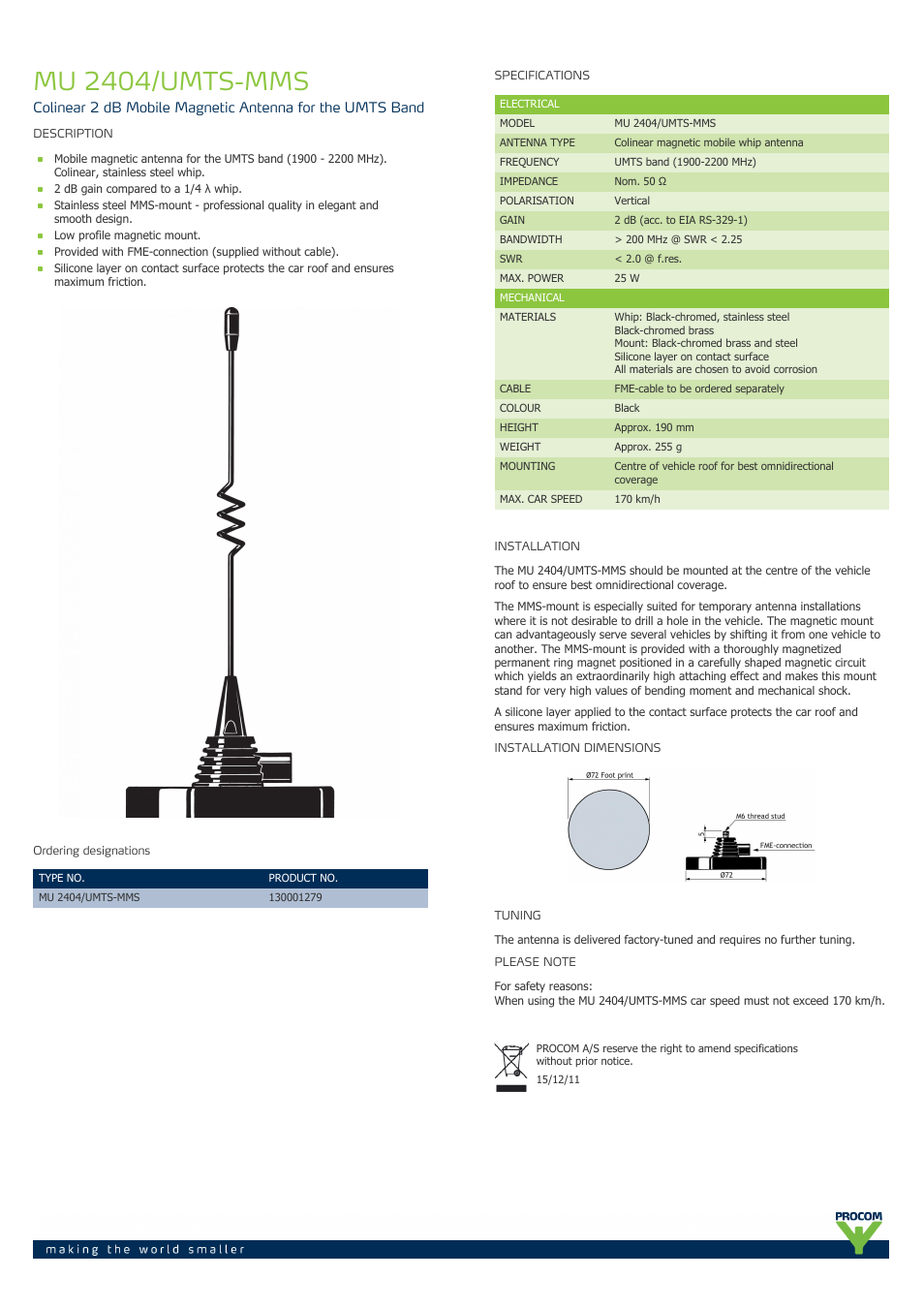 Procom MU 2404-umts-mms User Manual | 1 page