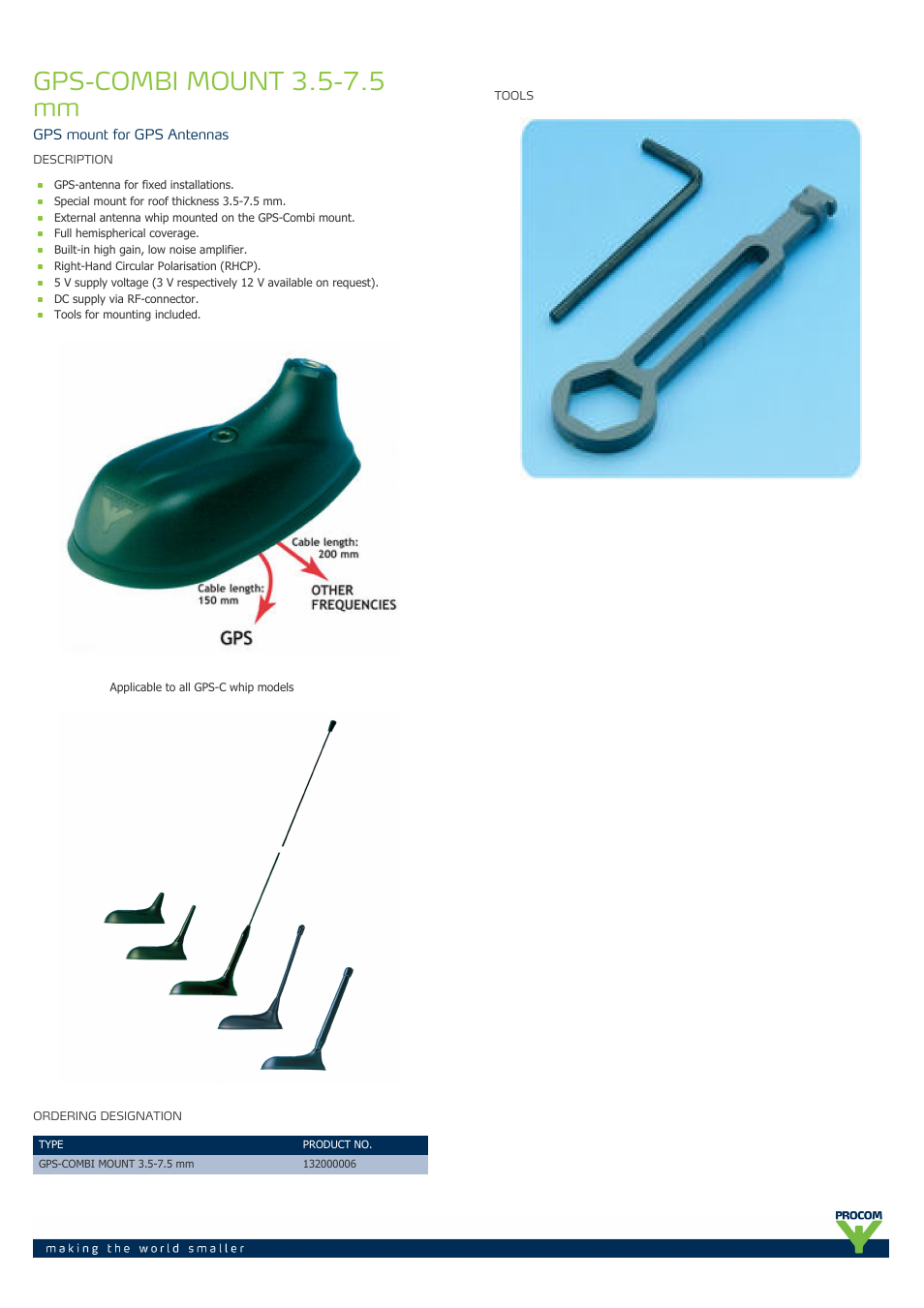 Procom GPS-COMBI MOUNT 3.5-7.5 mm User Manual | 3 pages