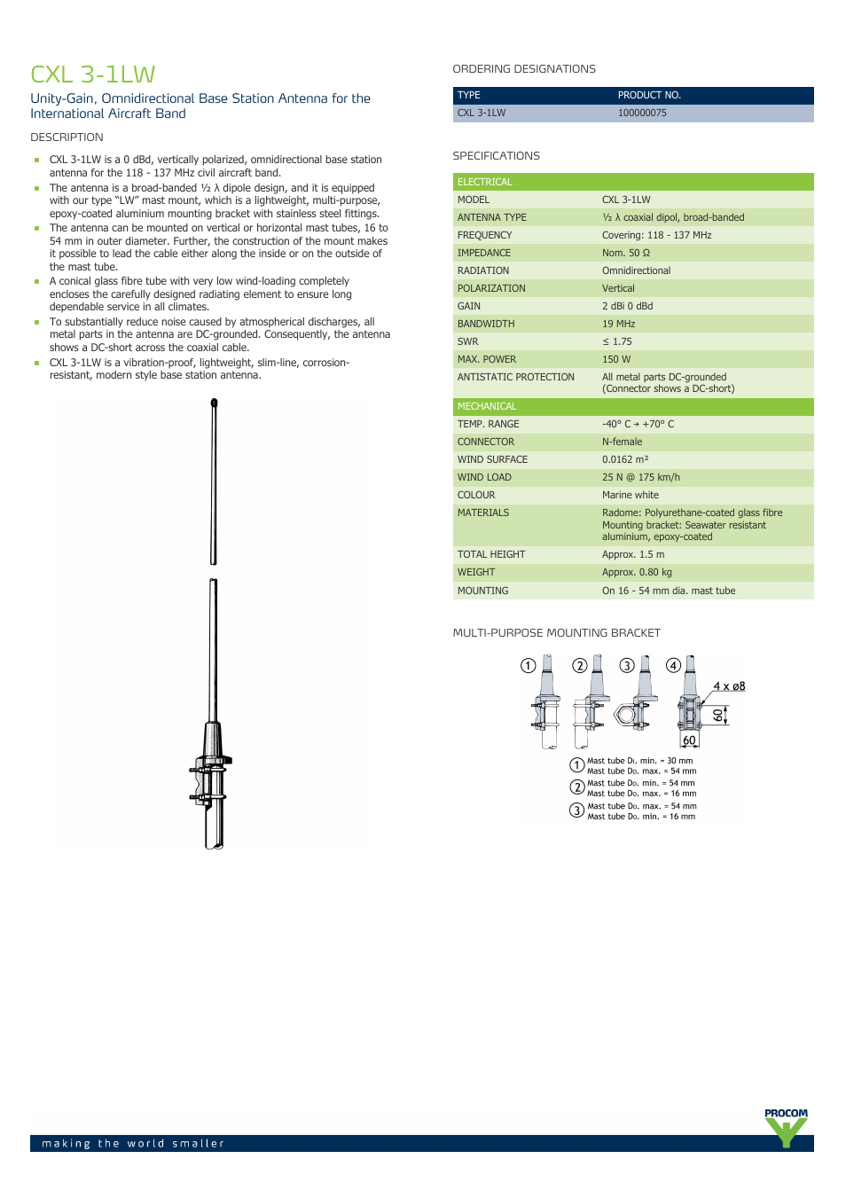 Procom CXL 3-1LW User Manual | 2 pages