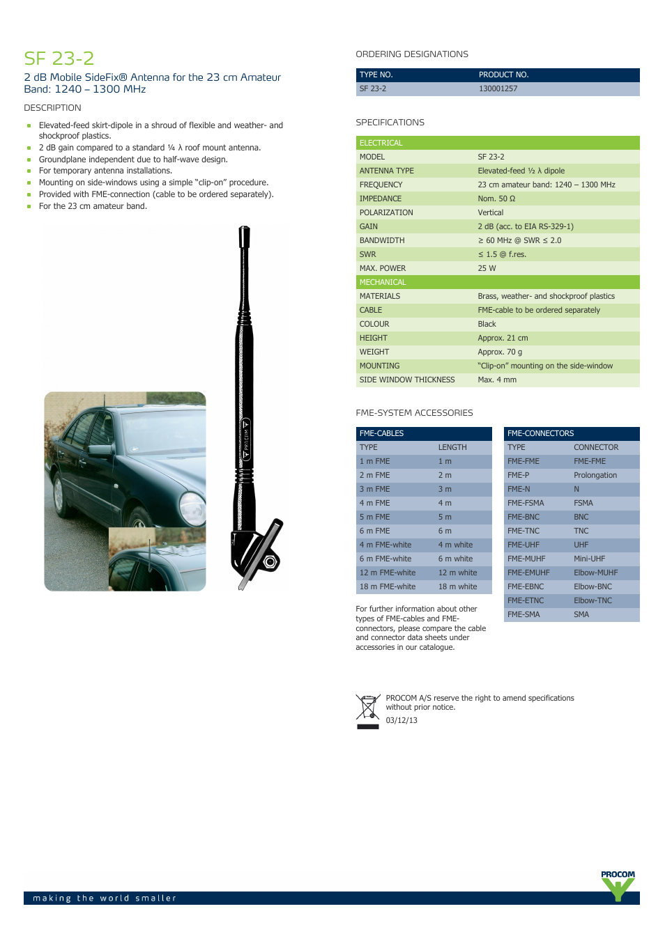 Procom SF 23-2 User Manual | 1 page