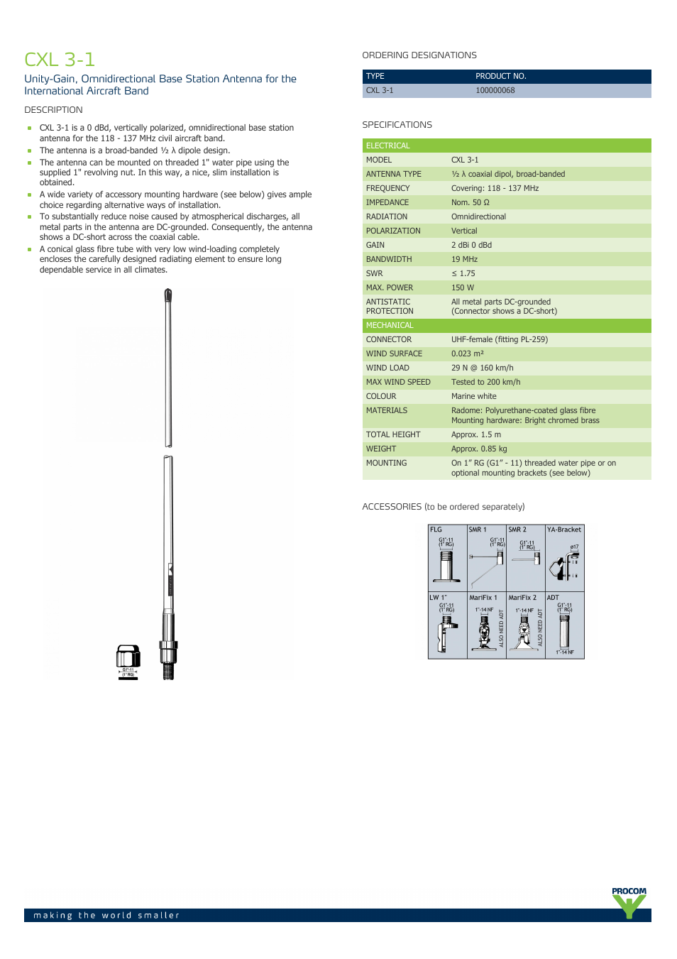 Procom CXL 3-1 User Manual | 2 pages