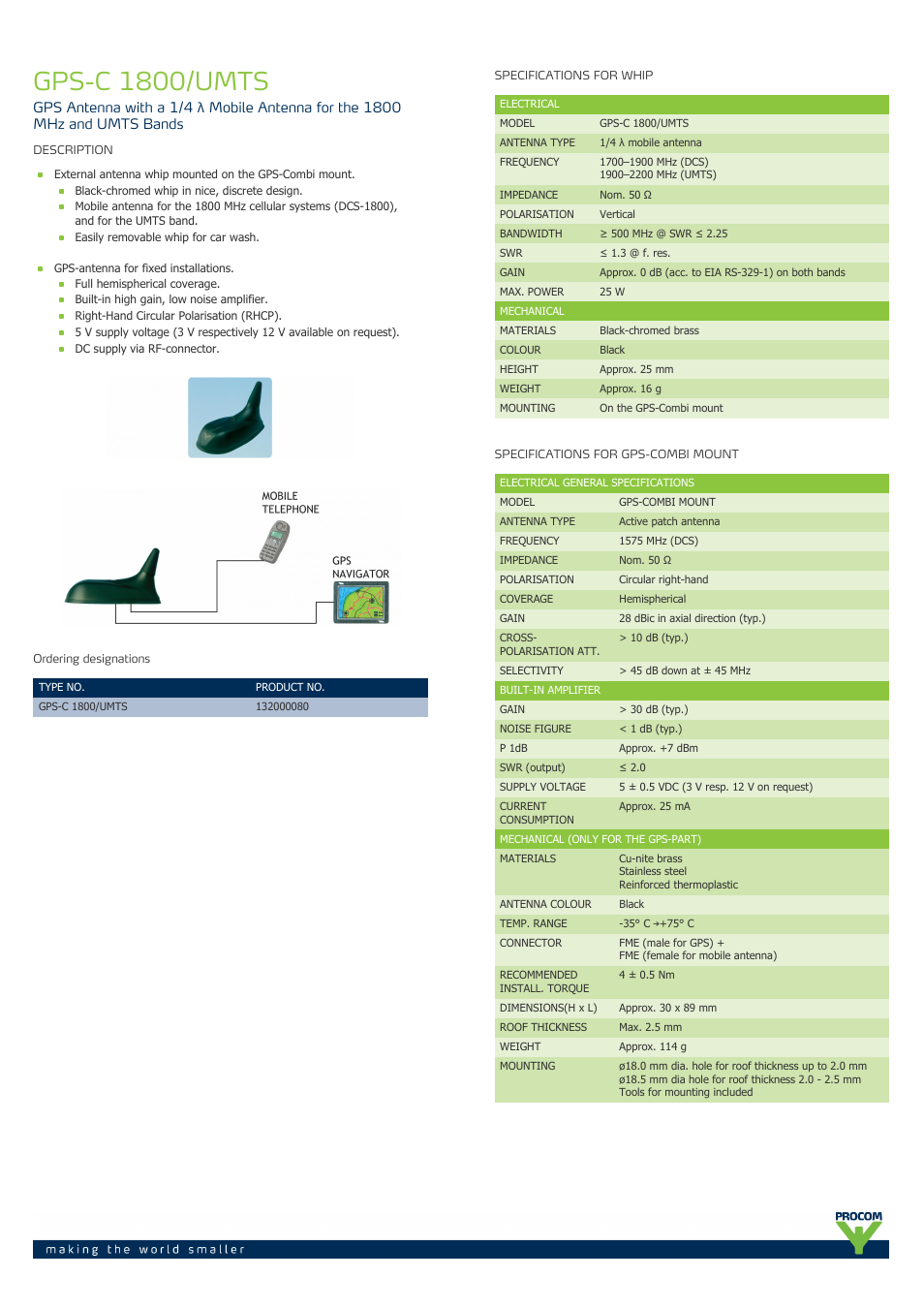 Procom GPS-C 1800-umts User Manual | 2 pages