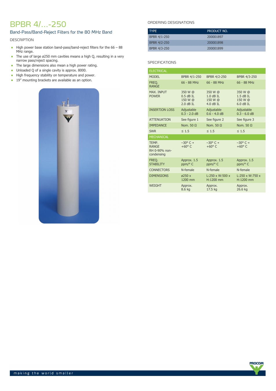 Procom BPBR 4-...-250 User Manual | 2 pages