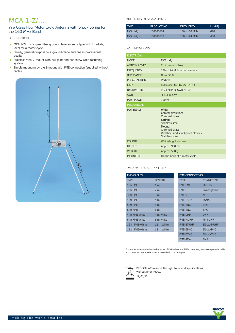 Procom MCA 1-Z-... User Manual | 1 page