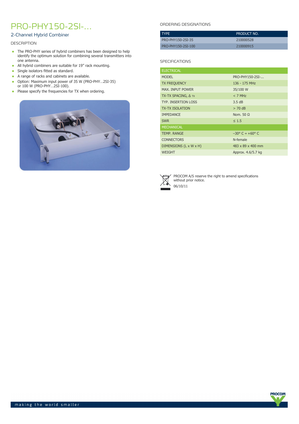 Procom PRO-phy150-2si-... User Manual | 1 page