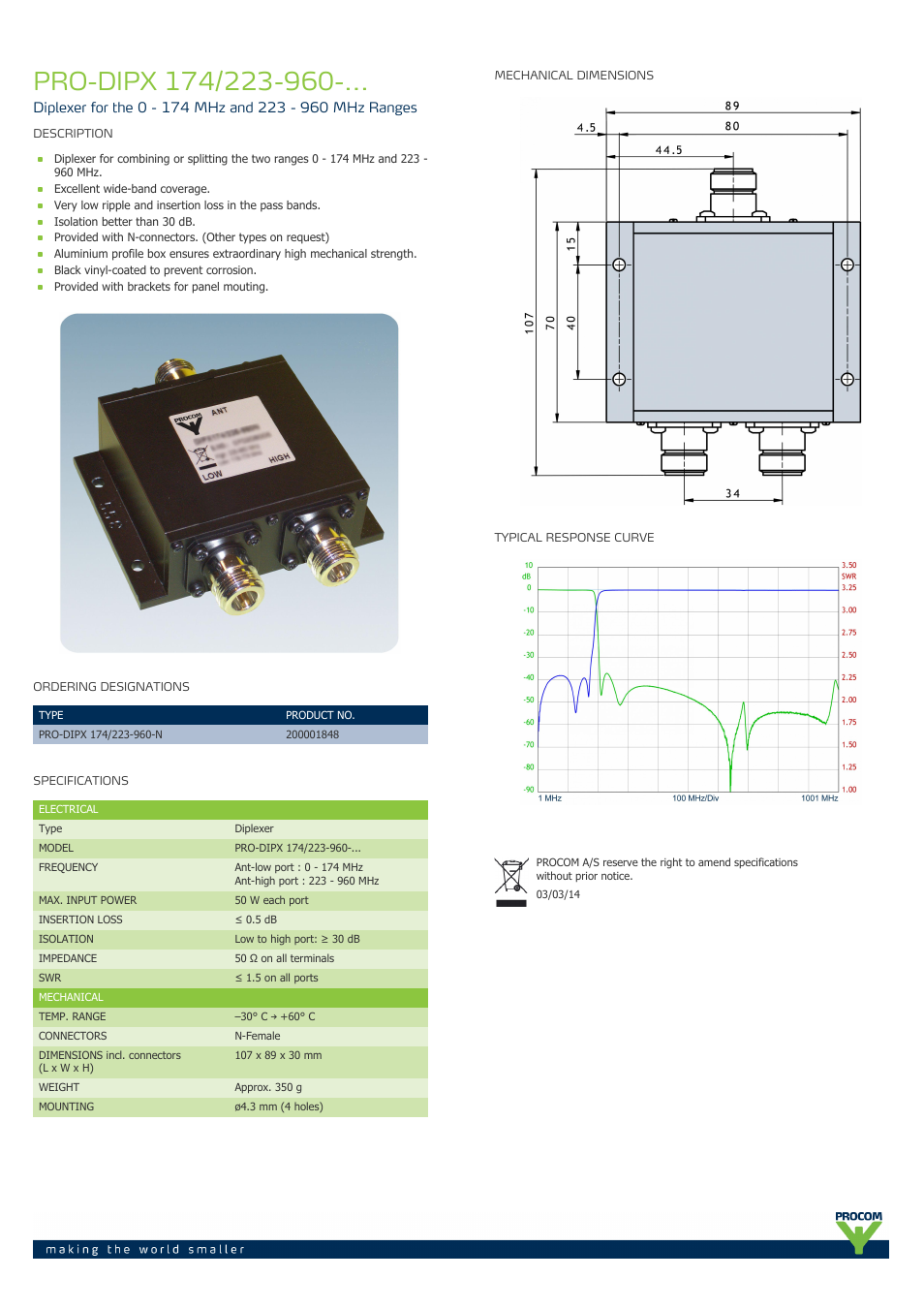 Procom PRO-DIPX 174-223-960-... User Manual | 1 page