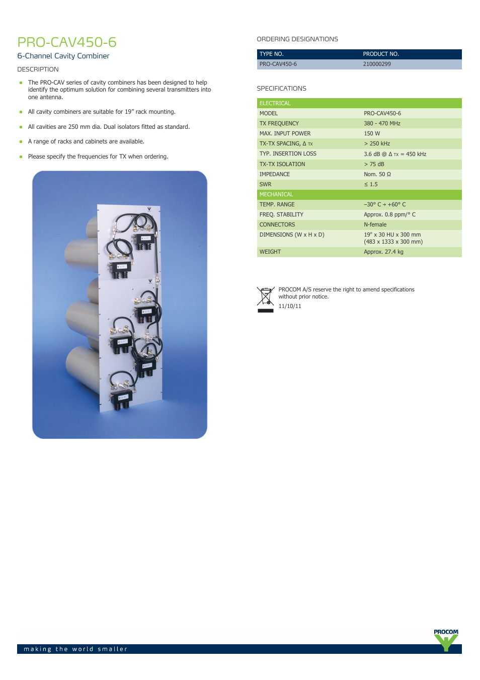 Procom PRO-cav450-6 User Manual | 1 page