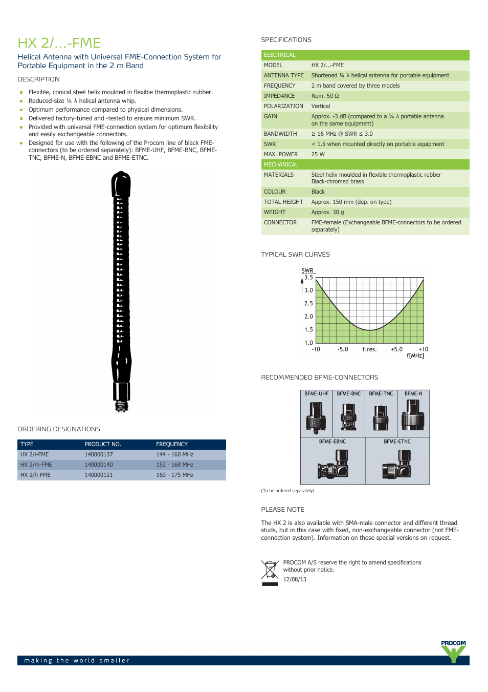 Procom HX 2-...-fme User Manual | 1 page