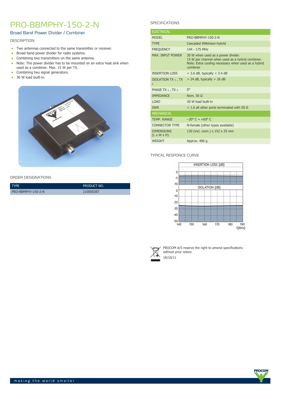 Procom PRO-bbmphy-150-2-n User Manual | 1 page