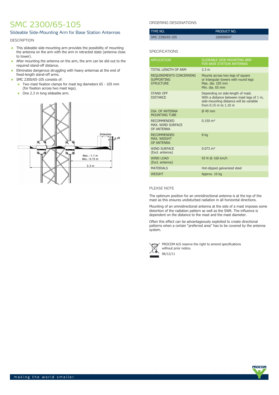 Procom SMC-2300-65-105 User Manual | 1 page