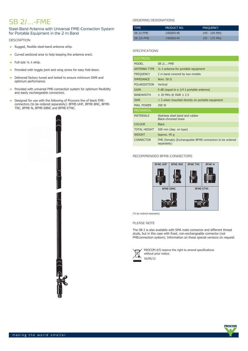 Procom SB 2-...-fme User Manual | 1 page