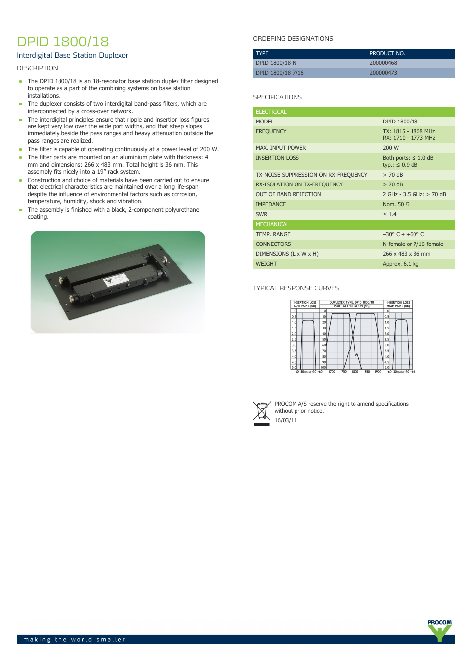 Procom DPID-1800-18 User Manual | 1 page